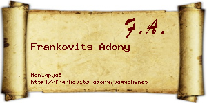 Frankovits Adony névjegykártya